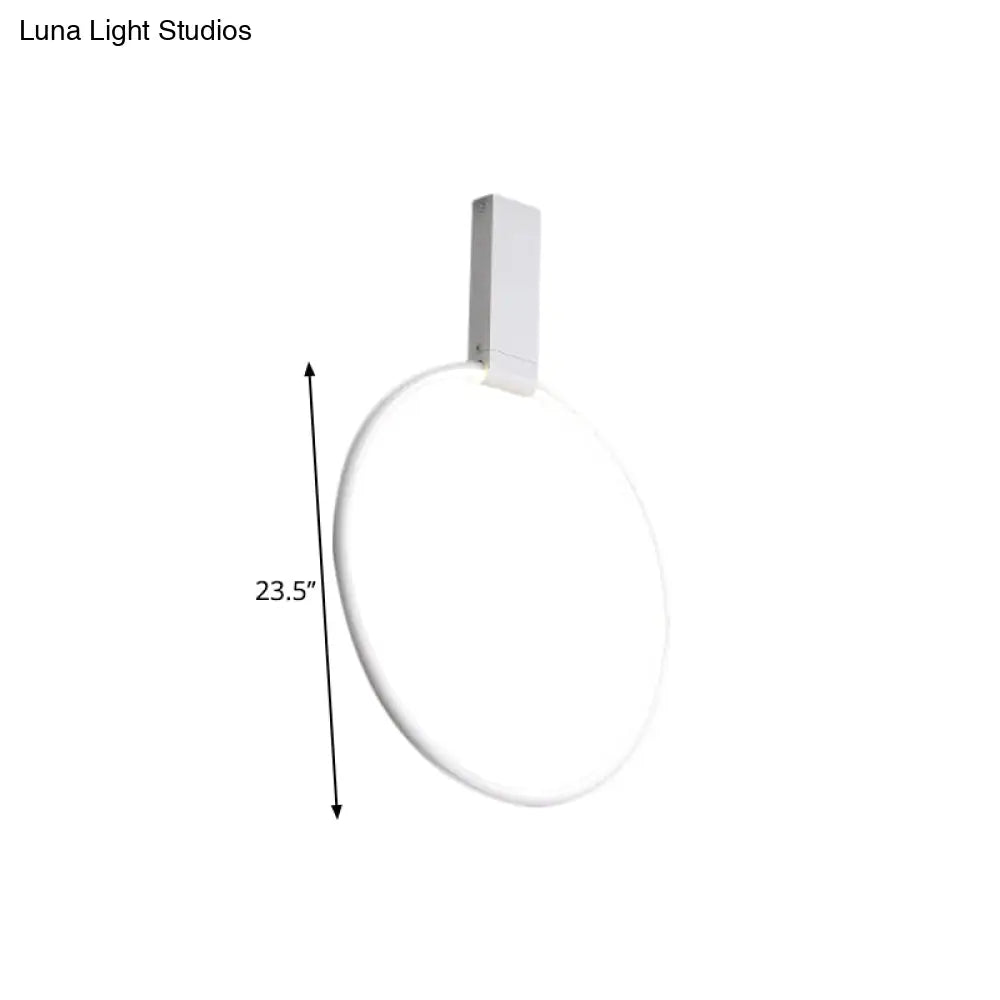 16’/23.5’ Wide Ring Led Flush Mount Ceiling Lamp In Modern Metallic Black/White/Gold Finishes