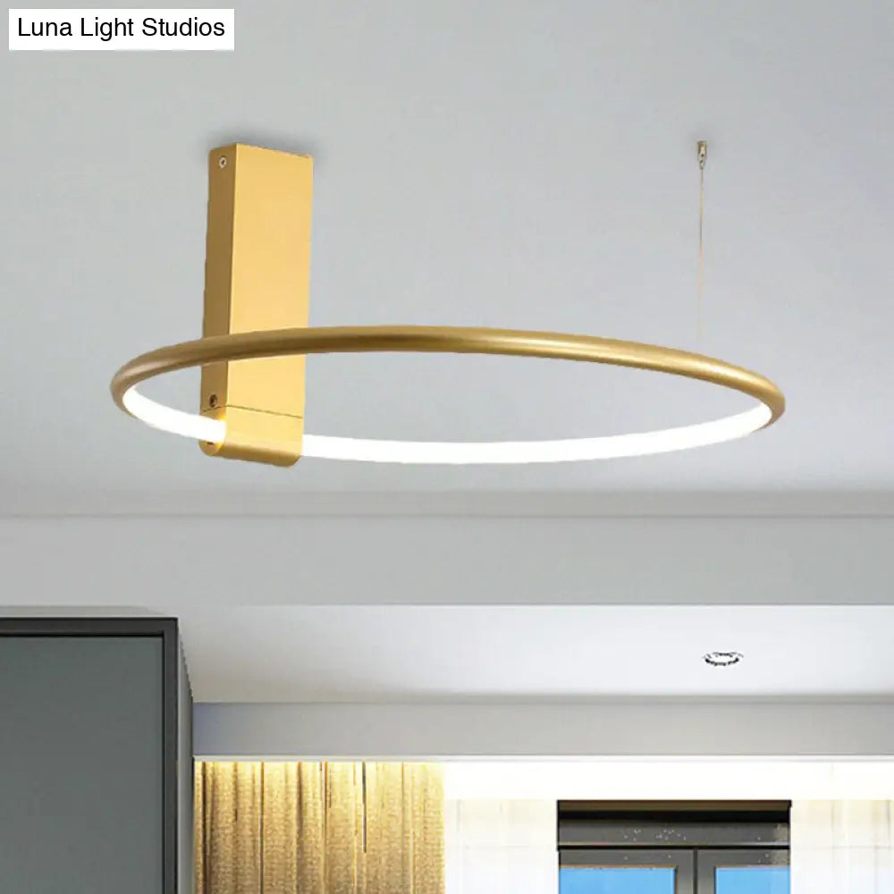 16/23.5 Wide Ring Led Flush Mount Ceiling Lamp In Modern Metallic Black/White/Gold Finishes With