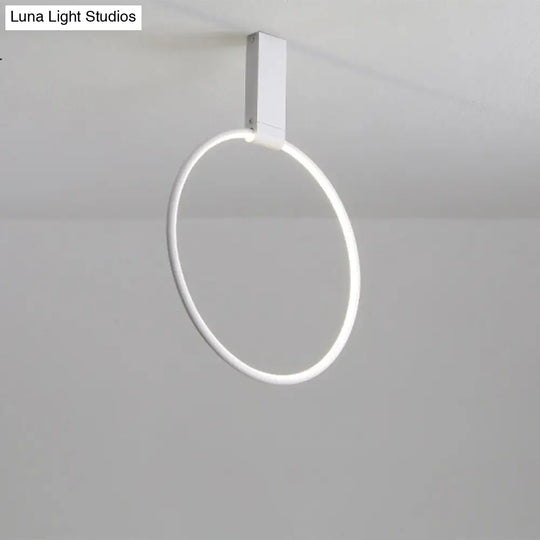 16/23.5 Wide Ring Led Flush Mount Ceiling Lamp In Modern Metallic Black/White/Gold Finishes With