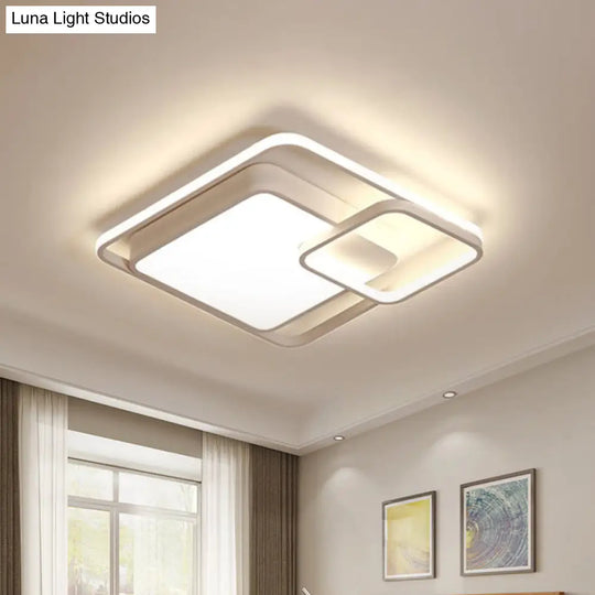16-35.5’ W Modern White Rectangle Ceiling Light With High Penetrated Acrylic Led - Flushmount In