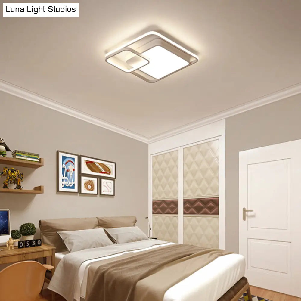 16-35.5’ W Modern White Rectangle Ceiling Light With High Penetrated Acrylic Led - Flushmount In
