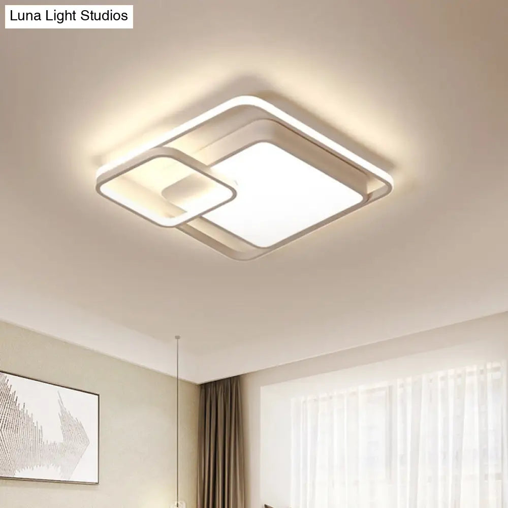 16-35.5’ W Modern White Rectangle Ceiling Light With High Penetrated Acrylic Led - Flushmount In