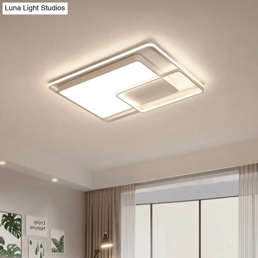 16-35.5’ W Modern White Rectangle Ceiling Light With High Penetrated Acrylic Led - Flushmount In