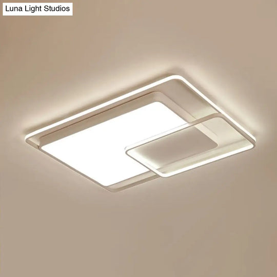 16-35.5’ W Modern White Rectangle Ceiling Light With High Penetrated Acrylic Led - Flushmount In
