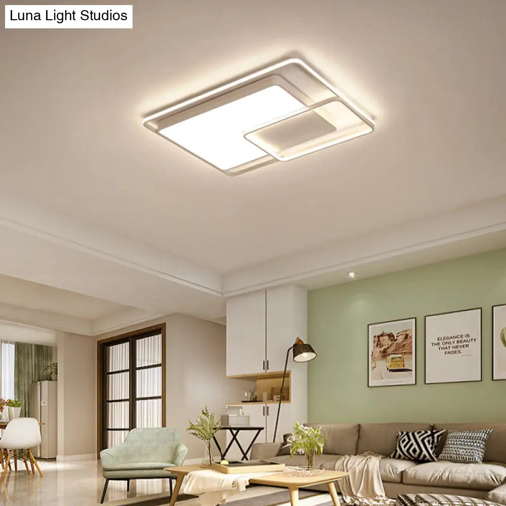 16-35.5 W Modern White Rectangle Ceiling Light With High Penetrated Acrylic Led - Flushmount In