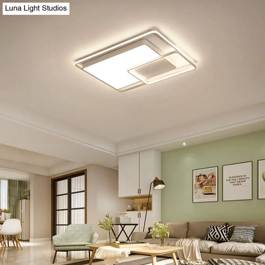 16-35.5 W Modern White Rectangle Ceiling Light With High Penetrated Acrylic Led - Flushmount In