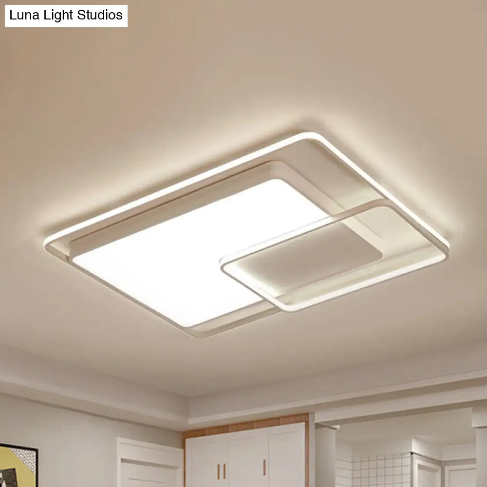 16-35.5 W Modern White Rectangle Ceiling Light With High Penetrated Acrylic Led - Flushmount In
