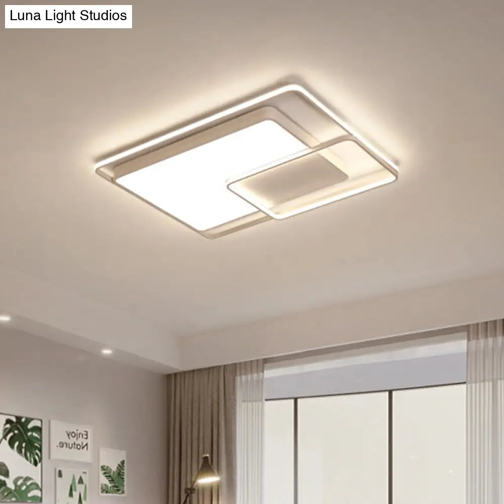 16-35.5 W Modern White Rectangle Ceiling Light With High Penetrated Acrylic Led - Flushmount In