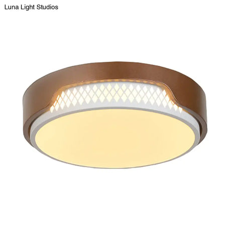 16.5’/20.5’ Dia Brown Round Flush Ceiling Light With Simplicity Acrylic Led Warm/White Fixture