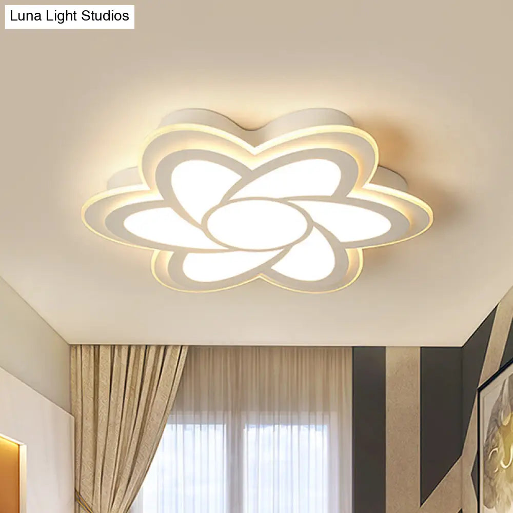 16.5/20.5 Flower Led Ceiling Lamp - Modernist Acrylic White Flush Mount For Office Lighting
