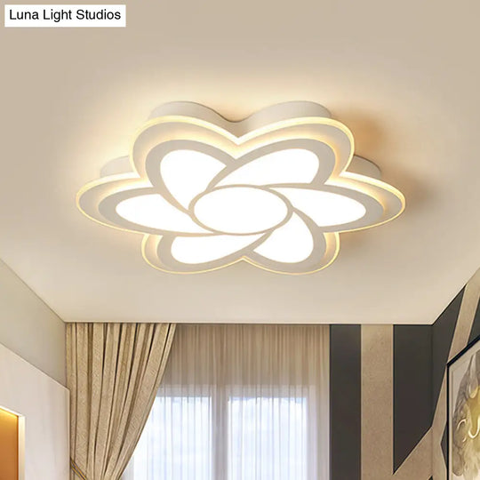 16.5/20.5 Flower Led Ceiling Lamp - Modernist Acrylic White Flush Mount For Office Lighting
