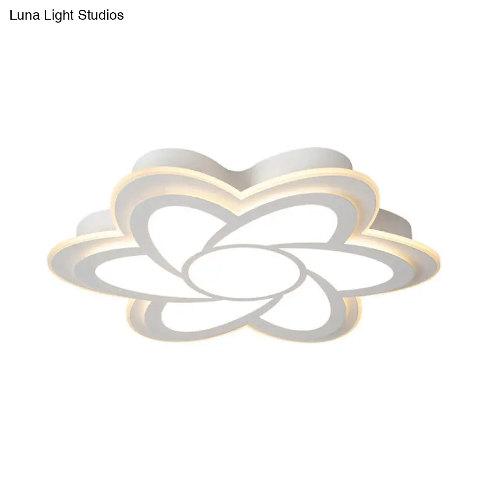 16.5/20.5 Flower Led Ceiling Lamp - Modernist Acrylic White Flush Mount For Office Lighting