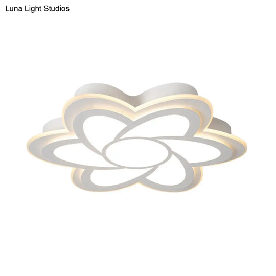 16.5/20.5 Flower Led Ceiling Lamp - Modernist Acrylic White Flush Mount For Office Lighting