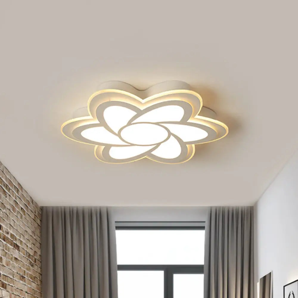 16.5’/20.5’ Flower Led Ceiling Lamp - Modernist Acrylic White Flush Mount For Office Lighting /