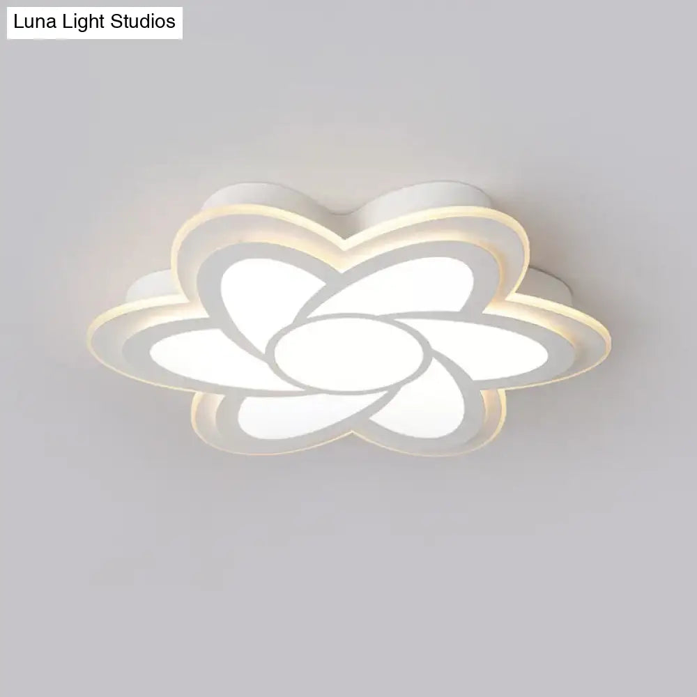 16.5’/20.5’ Flower Led Ceiling Lamp - Modernist Acrylic White Flush Mount For Office Lighting
