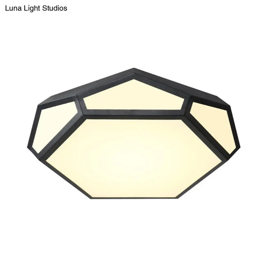 16.5’/20.5’ Metal Geometric Flush Mount Ceiling Light With Acrylic Shade In Nordic Black/White