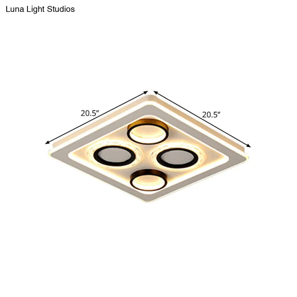 16.5’/20.5’ Nordic Squared Flush Lamp Led Ceiling Light Black & White 3 Color Options