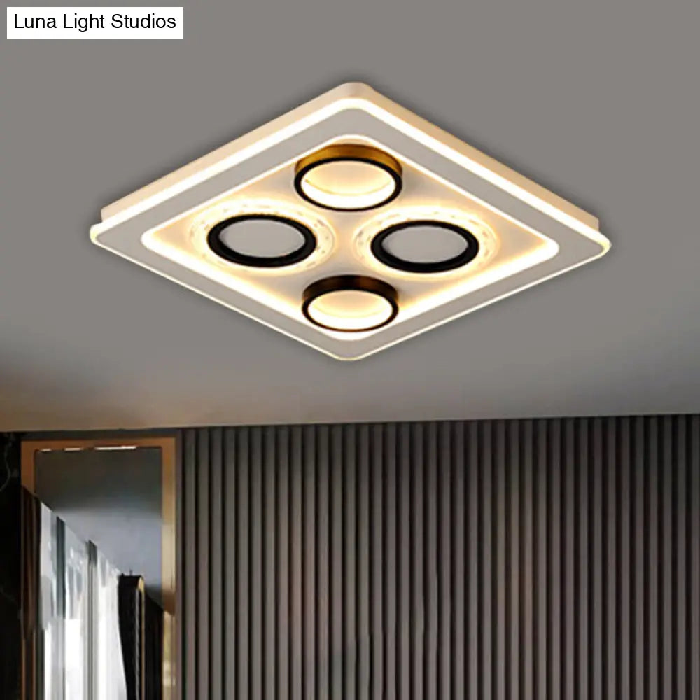 16.5/20.5 Nordic Squared Flush Lamp Led Ceiling Light Black & White 3 Color Options