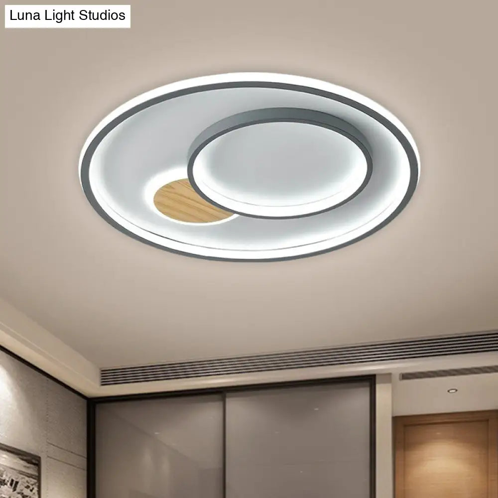 16.5’/20.5’ W Acrylic Round Modernist Led Ceiling Lamp - Grey (Warm/White Light)