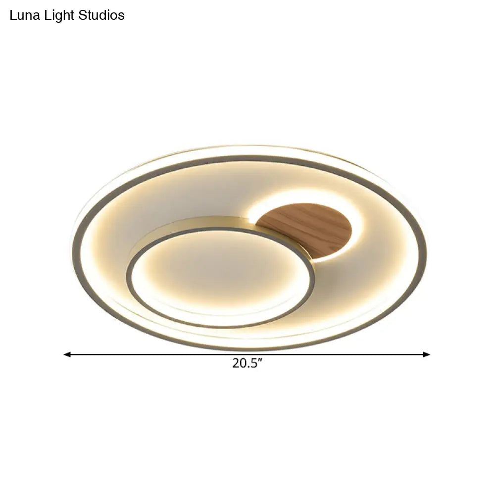 16.5’/20.5’ W Acrylic Round Modernist Led Ceiling Lamp - Grey (Warm/White Light)