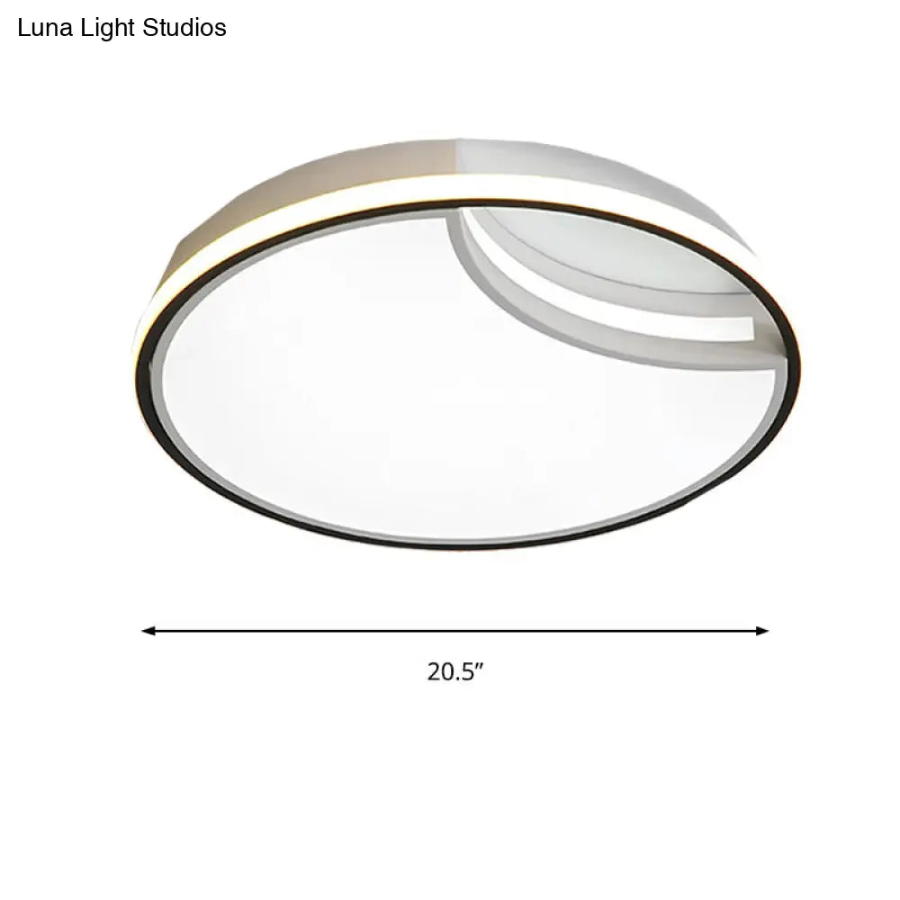 16.5/20.5 White Segment Flush Mount Lamp - Simplicity Led Acrylic Lighting In Warm Light Bedroom