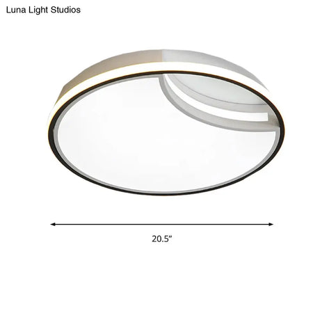 16.5’/20.5’ White Segment Flush Mount Lamp - Simplicity Led Acrylic Lighting In Warm Light