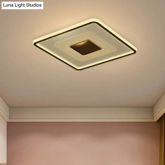 16’ Modern Acrylic Led Flush Light Square/Rectangle Gold Finish – White/Warm For Living Room