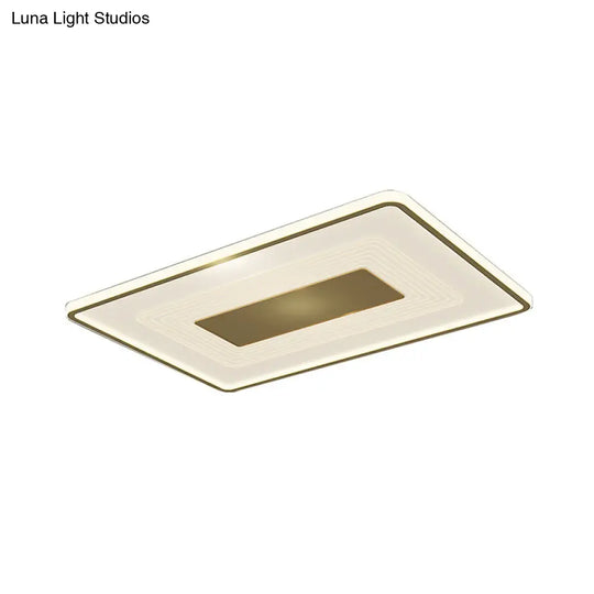 16’ Modern Acrylic Led Flush Light Square/Rectangle Gold Finish – White/Warm For Living Room