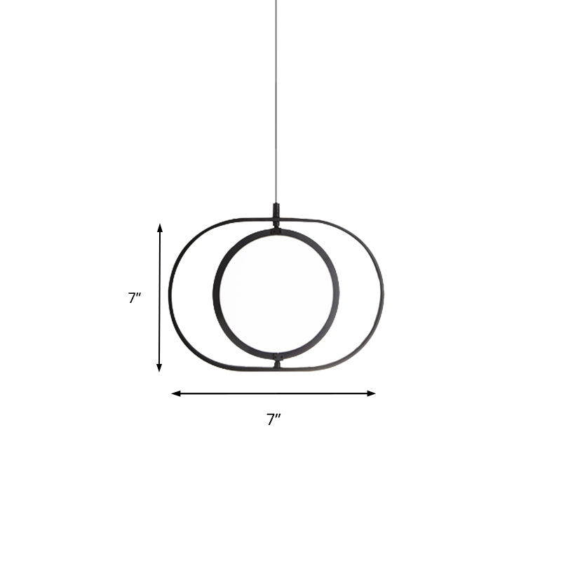 Black Metal Led Oval Ceiling Pendant Light - Simple And Versatile