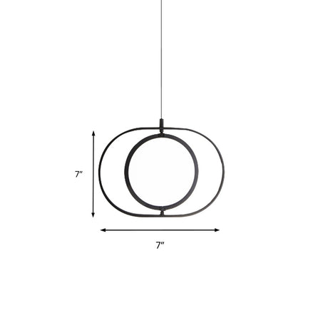 Black Metal Led Oval Ceiling Pendant Light - Simple And Versatile