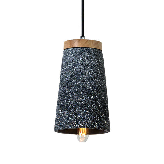 Industrial 1-Light Cement Pendant For Coffee Shop Ceiling With Tapered Shade - Black/White/Grey