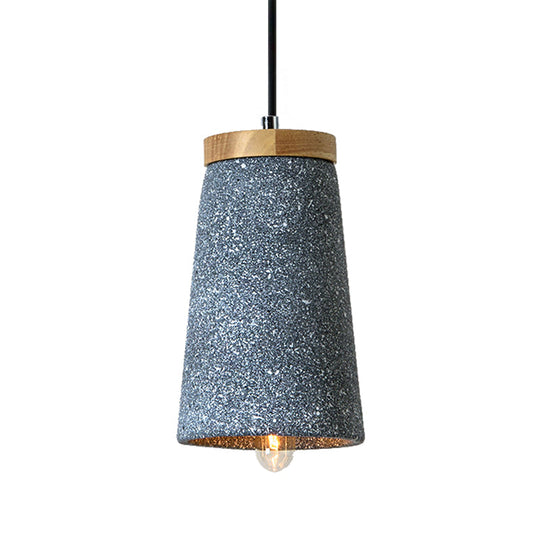 Industrial 1-Light Cement Pendant For Coffee Shop Ceiling With Tapered Shade - Black/White/Grey