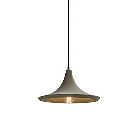 Vintage Style Grey Cement Pendant Lamp With Flared Shade For Restaurant Ceilings