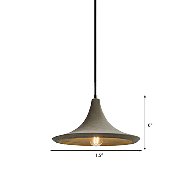 Vintage Style Grey Cement Pendant Lamp With Flared Shade For Restaurant Ceilings