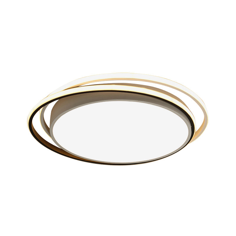 Modern Drum Flush Ceiling Light With Acrylic Diffuser - Integrated Led Black/White Ideal For Bedroom