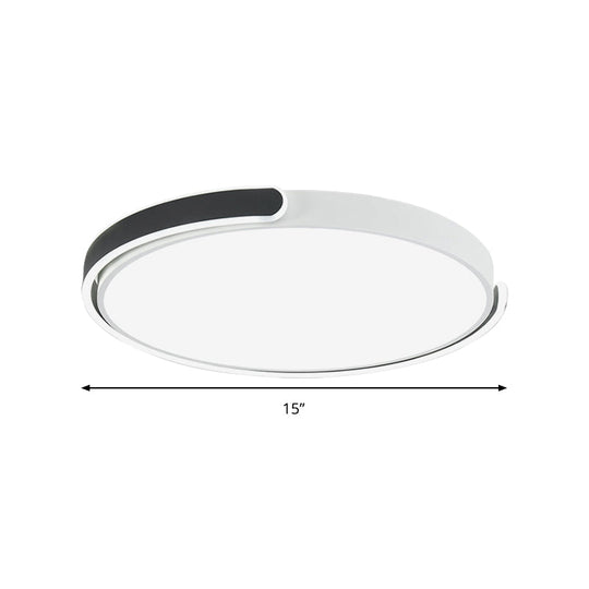 Modern Led Flush Ceiling Light With Acrylic Shade In Black/White/Champagne 15/19/23 Diameter -