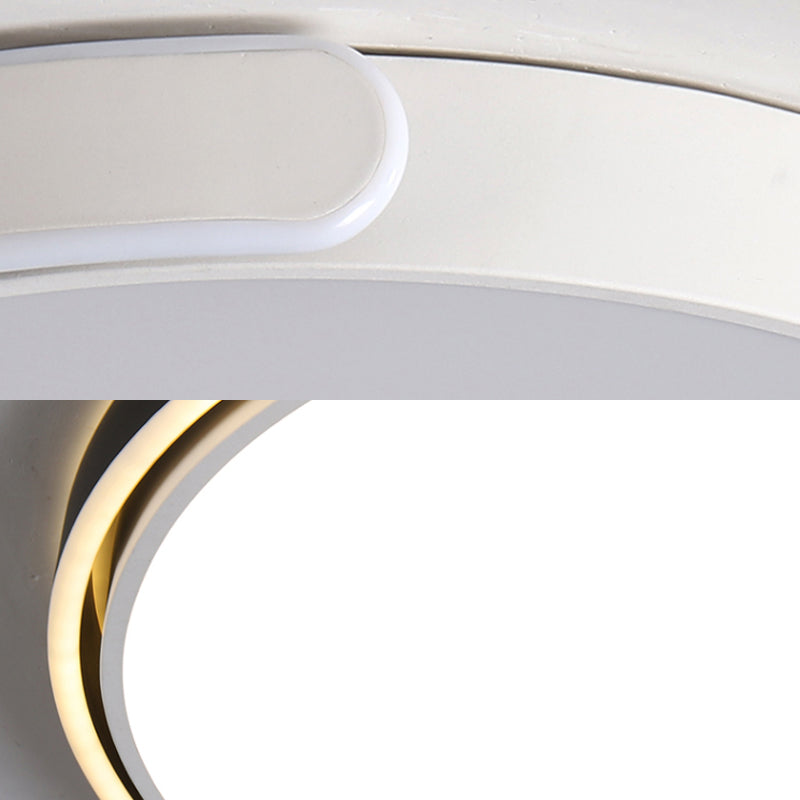 Modern Led Flush Ceiling Light With Acrylic Shade In Black/White/Champagne 15/19/23 Diameter -