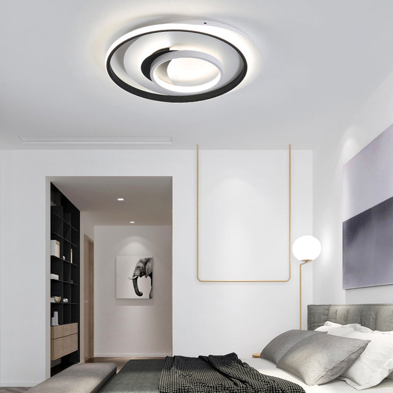 Modern Black Flush Ceiling Lighting Fixture - 18/21.5 Round Acrylic Led Light In Warm/White / 18