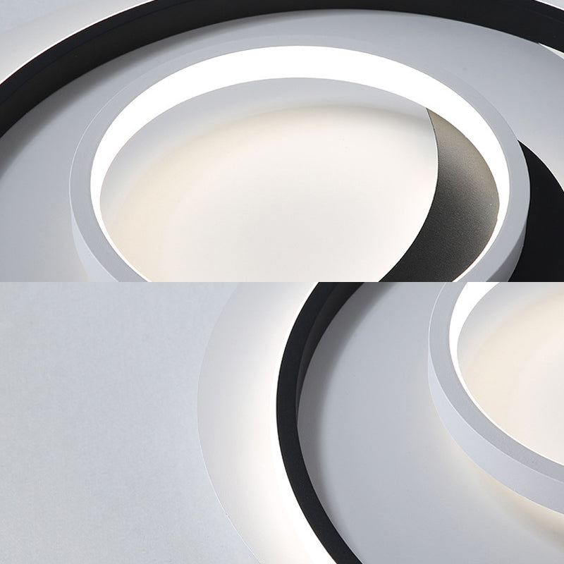 Modern Black Flush Ceiling Lighting Fixture - 18’/21.5’ Round Acrylic Led Light In Warm/White