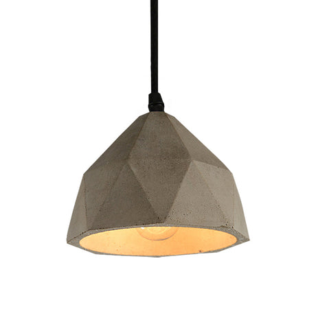 Vintage Cement Pendant Hanging Lamp: Bowl/Cylinder/Semi Circle Shape 1 Light Grey - Ideal For Dining