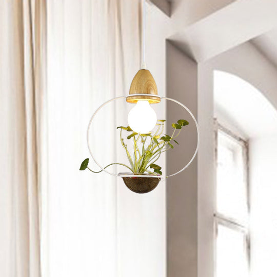 Modern Black/White Industrial Metal Led Pendant Light For Restaurant - Oval/Rectangle/Urn Design