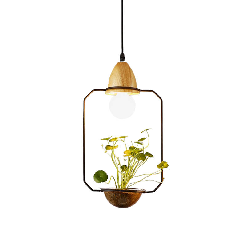 Modern Black/White Industrial Metal Led Pendant Light For Restaurant - Oval/Rectangle/Urn Design