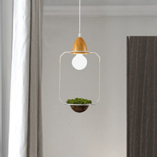 Modern Black/White Industrial Metal Led Pendant Light For Restaurant - Oval/Rectangle/Urn Design