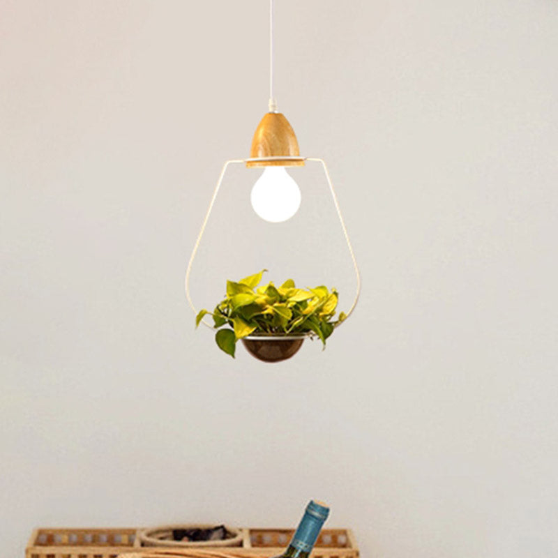 Modern Black/White Industrial Metal Led Pendant Light For Restaurant - Oval/Rectangle/Urn Design