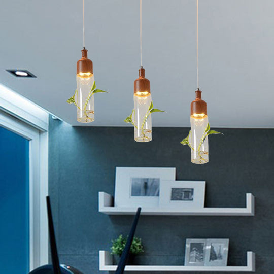 Antique Wine Bottle Cluster Pendant Ceiling Light - Metal Led With Multiple Bulbs Brown Finish