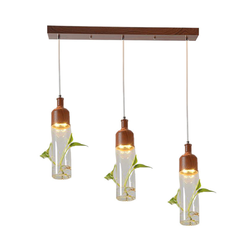 Antique Wine Bottle Cluster Pendant Ceiling Light - Metal Led With Multiple Bulbs Brown Finish