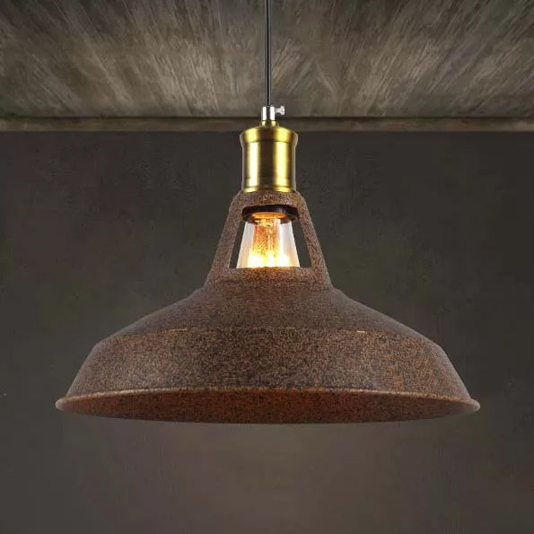 Rustic Copper/Beige/Rust/Gray Barn Pendant Light – Farmhouse-Wrought Iron 1-Light Fixture For