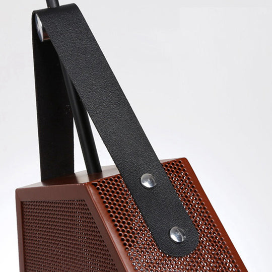 Vintage Metal Hanging Ceiling Lamp In Brown - Head Pendant Lighting With Pentagon Mesh Screen