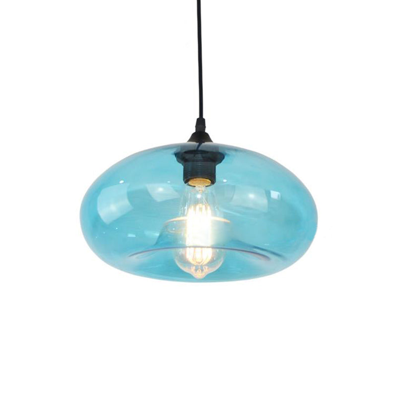 Modern Blue Glass Pendant Lighting - Doughnut Design For Living Room