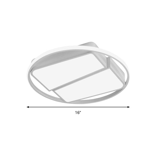 Modern Metal Black/White Led Ceiling Mount Light - 2 - Trapezoid Design 16’/19.5’ Wide Flush